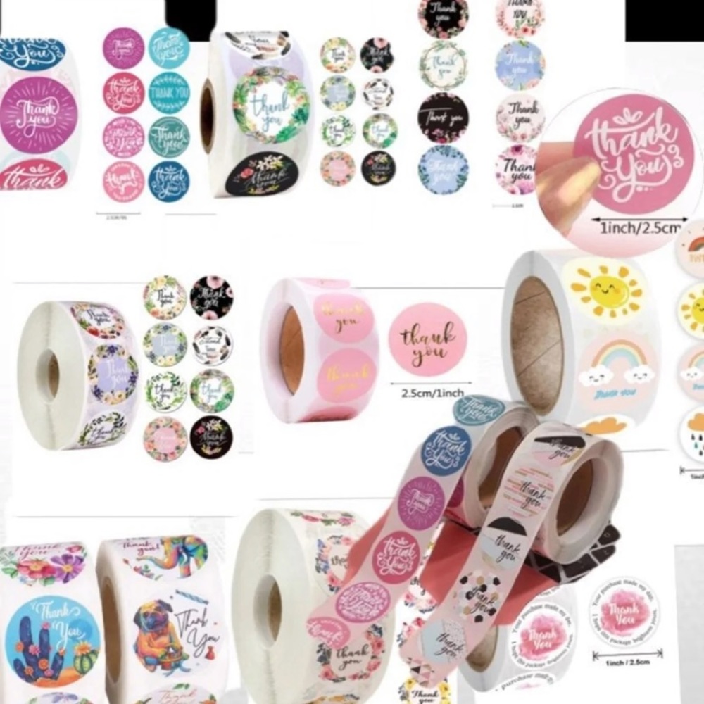 500!! 1-inch Thank You Stickers Packaging